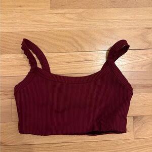 Women's Ribbed Burgundy Sports Bra